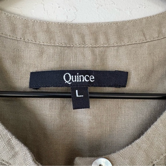 Quince Olive Green Linen Dress L - Picture 3 of 11